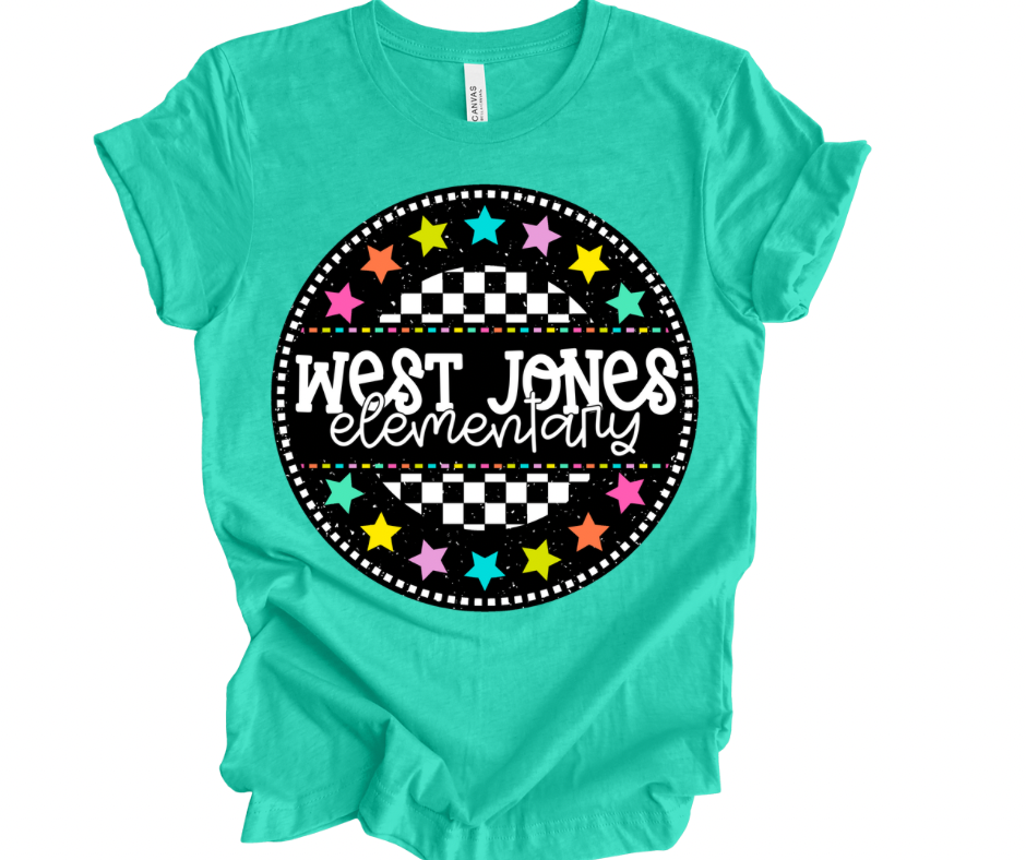 West Jones Elementary Checkered Stars