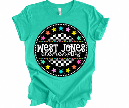 West Jones Elementary Checkered Stars