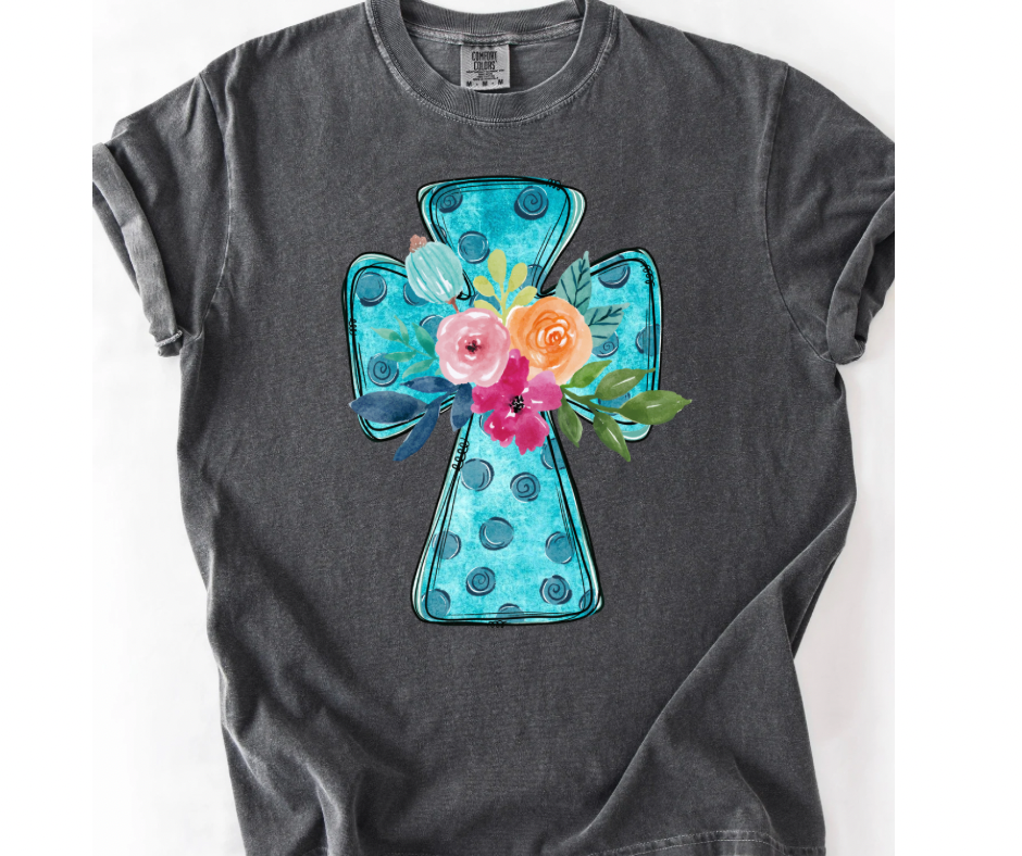 Floral Polka Dot Cross