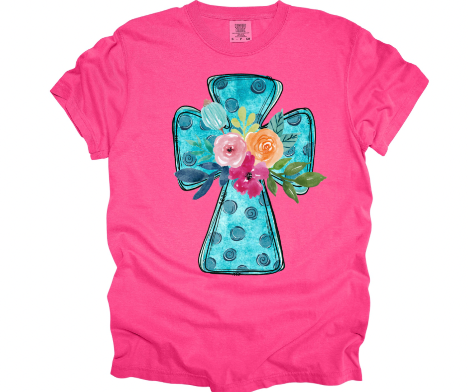 Floral Polka Dot Cross