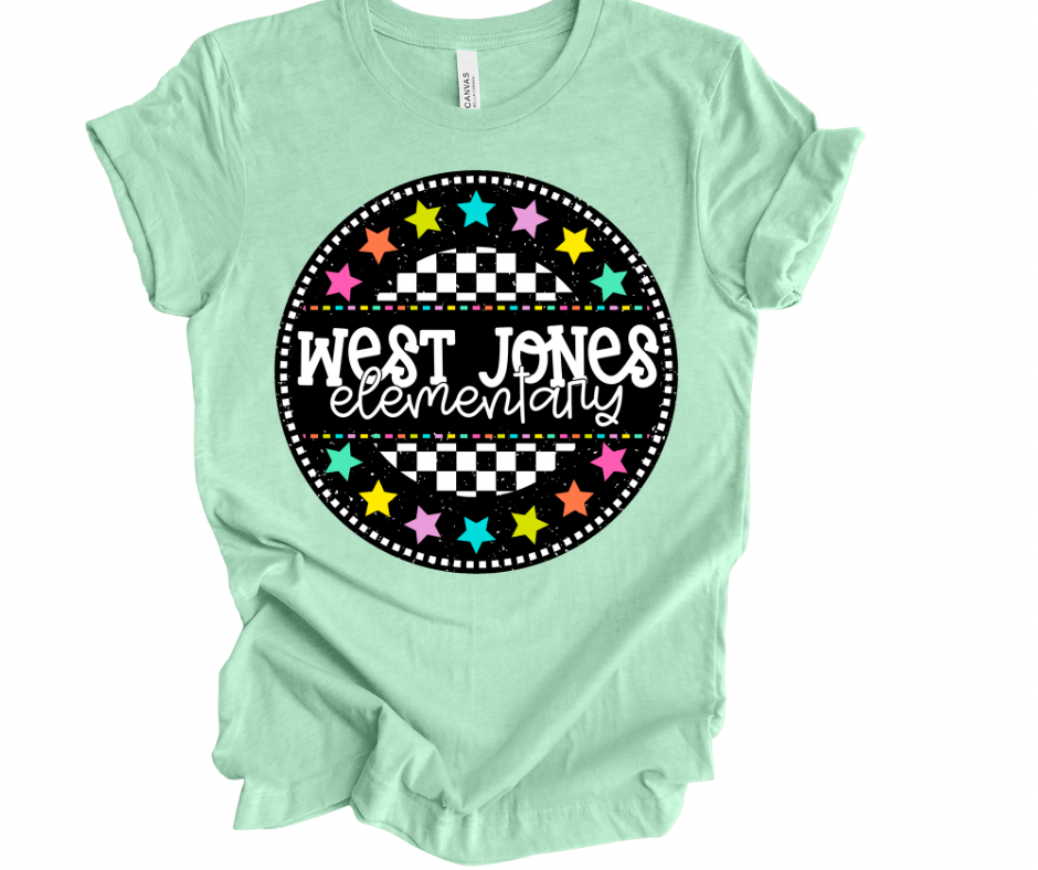 West Jones Elementary Checkered Stars