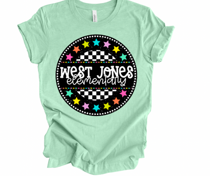 West Jones Elementary Checkered Stars