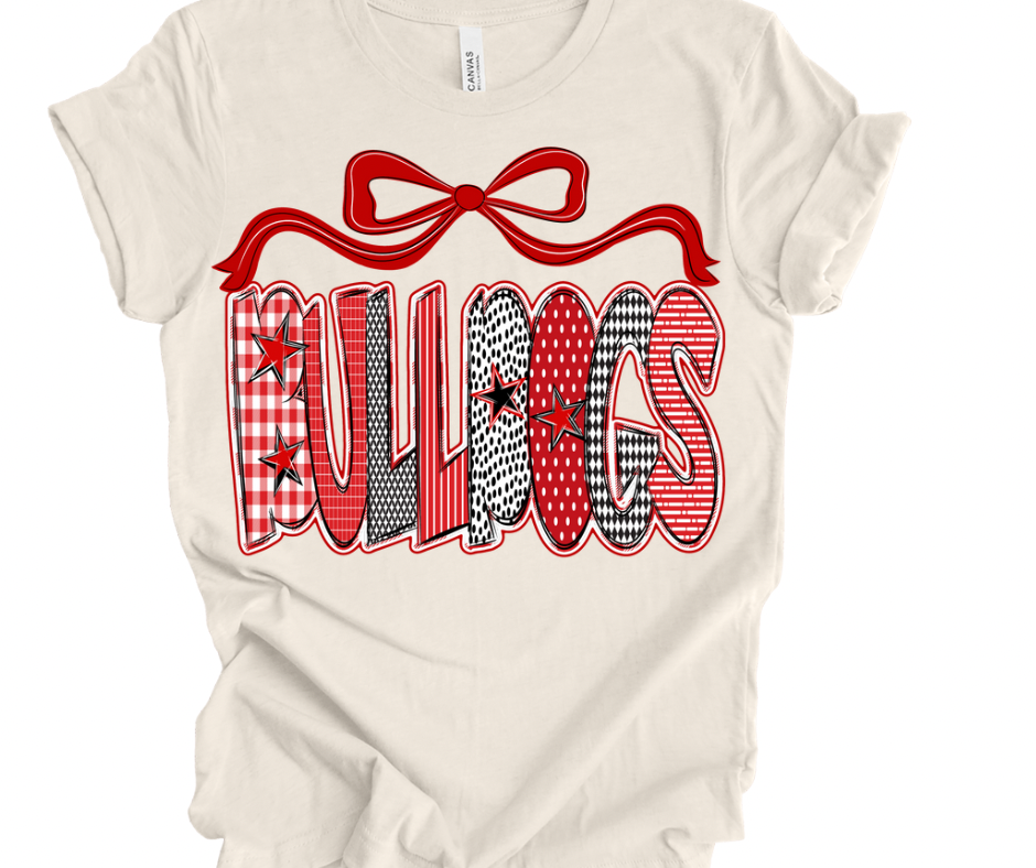 Bulldogs Checkered Stars (WITH BOW)