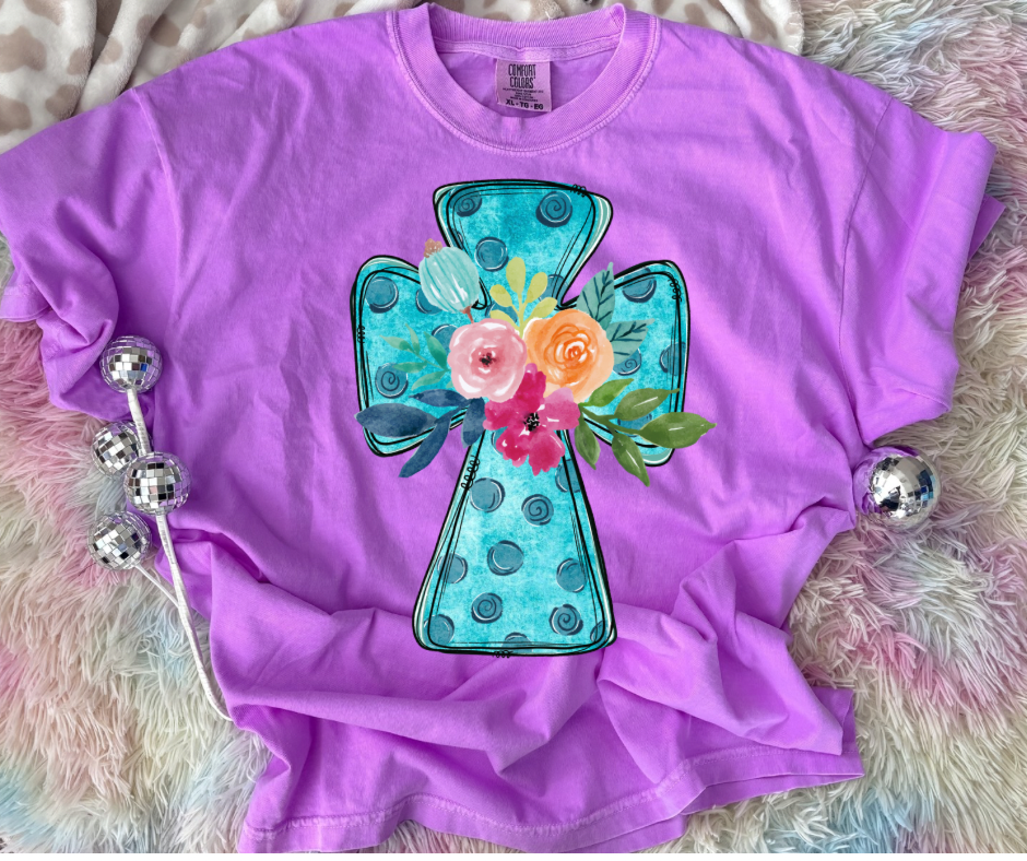 Floral Polka Dot Cross