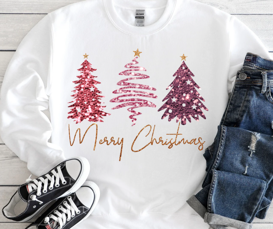 FAUX Sequin Trees - Merry Christmas