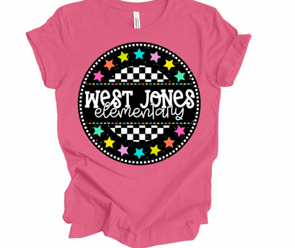 West Jones Elementary Checkered Stars