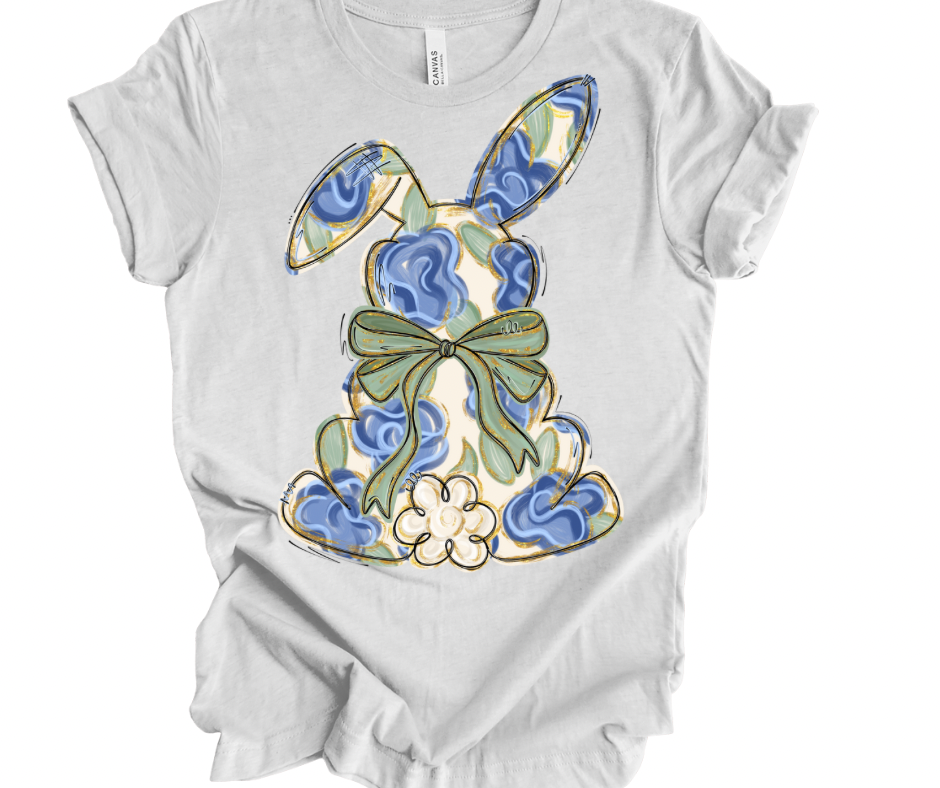 Blue Floral Bunny