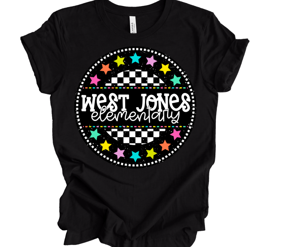 West Jones Elementary Checkered Stars