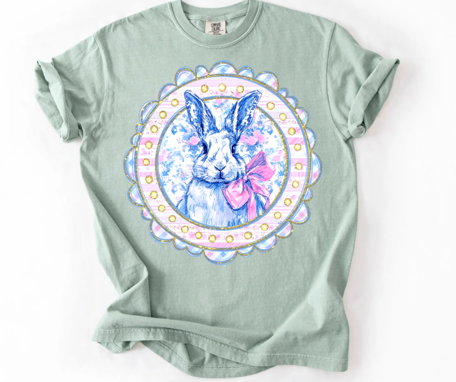 Scalloped Bunny (Blue/Pink Floral)