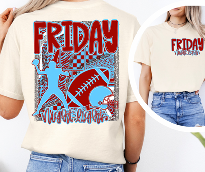 Friday Night Lights (AJD) Red & Light Blue