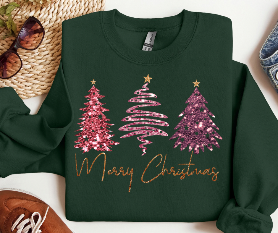 FAUX Sequin Trees - Merry Christmas
