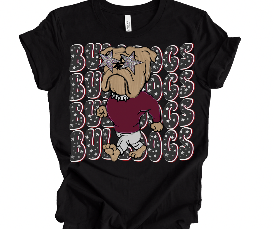 Preppy Bulldogs Stacked Stars