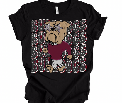 Preppy Bulldogs Stacked Stars