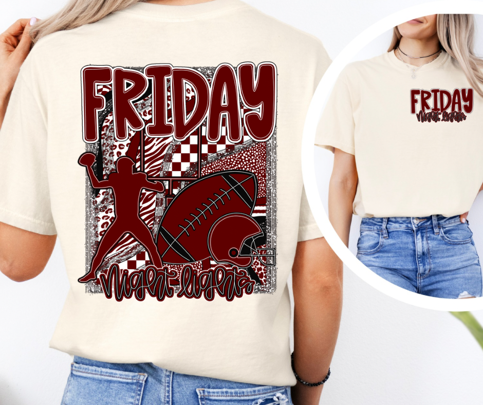 Friday Night Lights (AJD) Maroon & White
