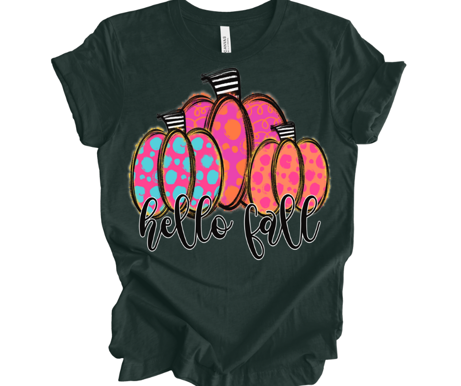 Hello Fall Bright Pumpkins