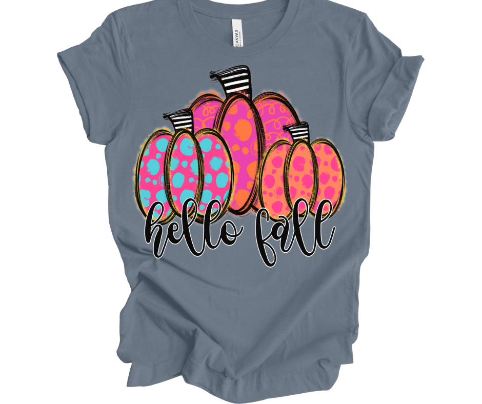 Hello Fall Bright Pumpkins