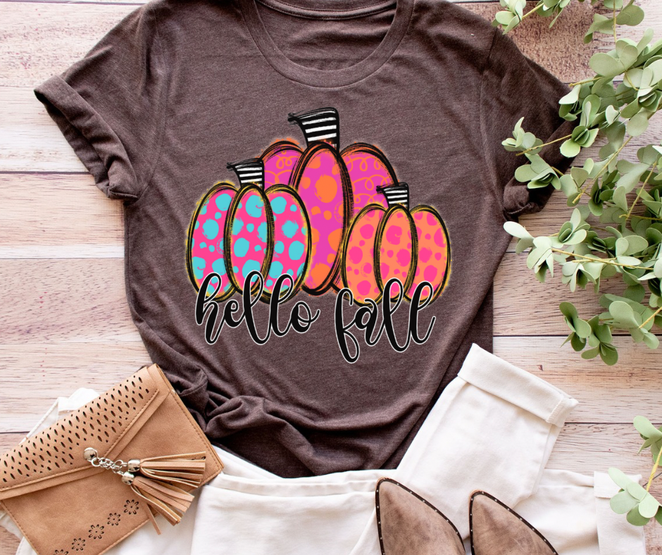 Hello Fall Bright Pumpkins