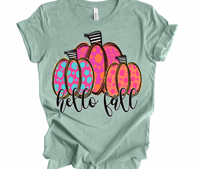 Hello Fall Bright Pumpkins