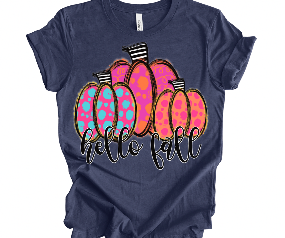 Hello Fall Bright Pumpkins