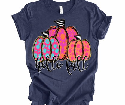Hello Fall Bright Pumpkins