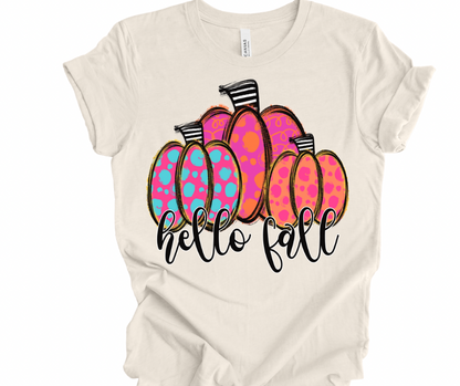 Hello Fall Bright Pumpkins