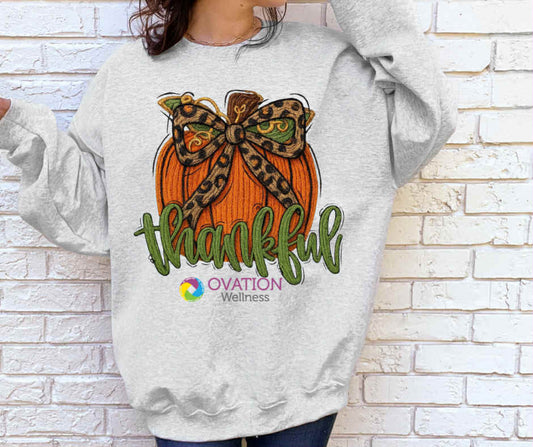 Leopard Bow Thankful Pumpkin (Ovation Wellness) (*FUAX YARN*)