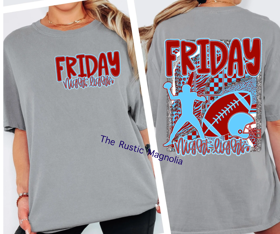 Friday Night Lights (AJD) Red & Light Blue