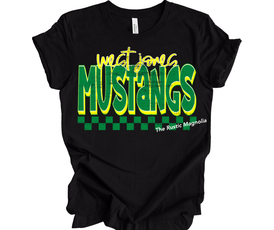 West Jones Mustangs Retro Grunge