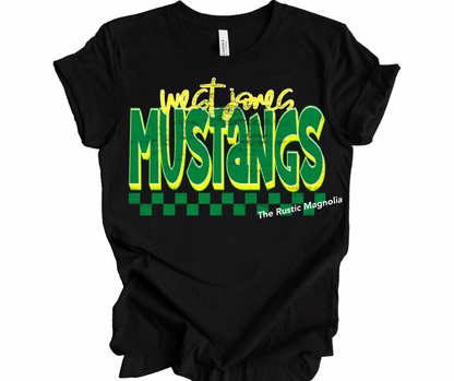 West Jones Mustangs Retro Grunge