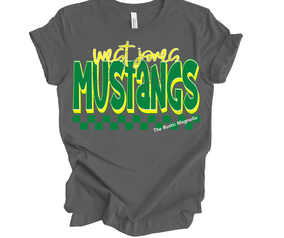 West Jones Mustangs Retro Grunge